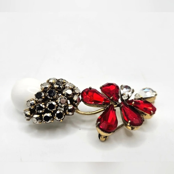 🚫Sold On Ebay🚫 SCHREINER New York NY SIGNED Book Piece Brooch Red White Gold - Picture 4 of 10